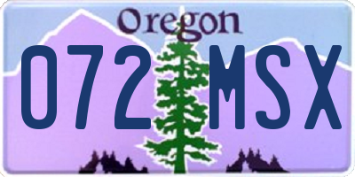 OR license plate 072MSX