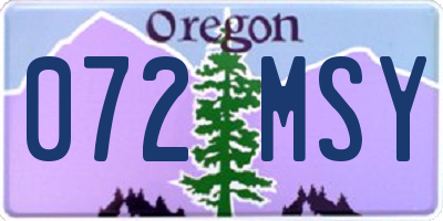 OR license plate 072MSY