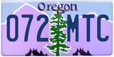 OR license plate 072MTC