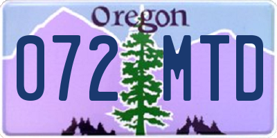OR license plate 072MTD