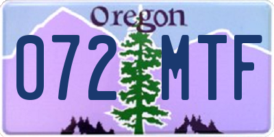 OR license plate 072MTF