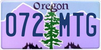 OR license plate 072MTG