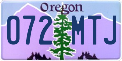 OR license plate 072MTJ