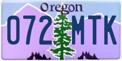 OR license plate 072MTK