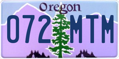 OR license plate 072MTM