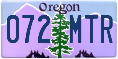 OR license plate 072MTR