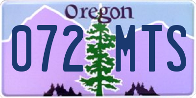 OR license plate 072MTS