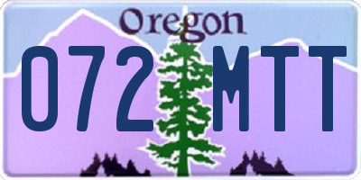 OR license plate 072MTT