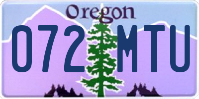 OR license plate 072MTU