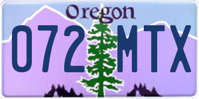 OR license plate 072MTX
