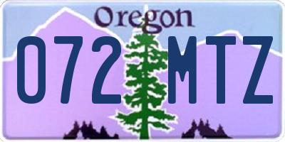 OR license plate 072MTZ