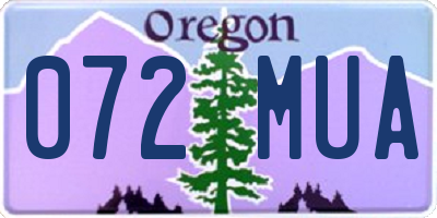 OR license plate 072MUA