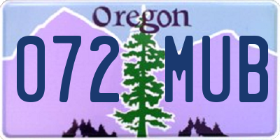 OR license plate 072MUB