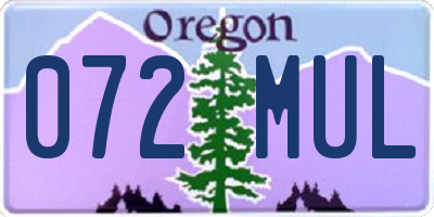 OR license plate 072MUL
