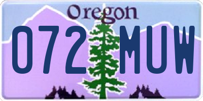 OR license plate 072MUW
