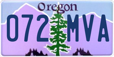 OR license plate 072MVA