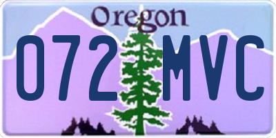 OR license plate 072MVC