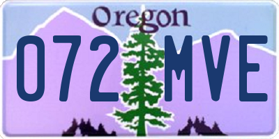 OR license plate 072MVE