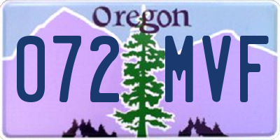 OR license plate 072MVF
