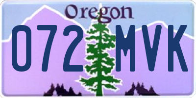 OR license plate 072MVK