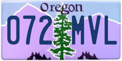 OR license plate 072MVL
