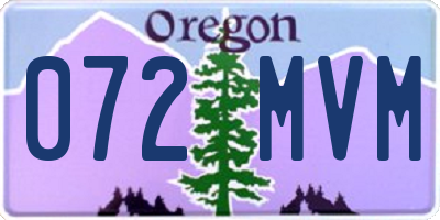OR license plate 072MVM