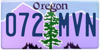 OR license plate 072MVN