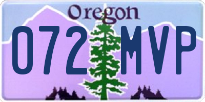 OR license plate 072MVP