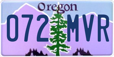OR license plate 072MVR