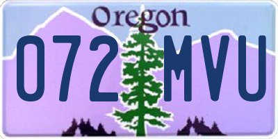 OR license plate 072MVU