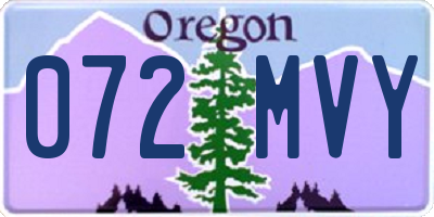 OR license plate 072MVY