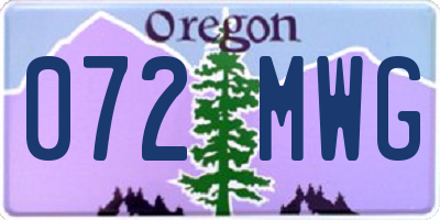 OR license plate 072MWG