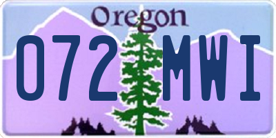 OR license plate 072MWI