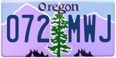 OR license plate 072MWJ