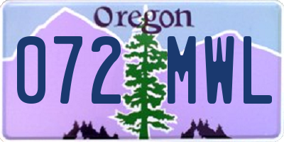 OR license plate 072MWL