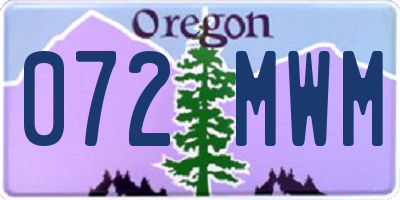 OR license plate 072MWM