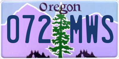 OR license plate 072MWS