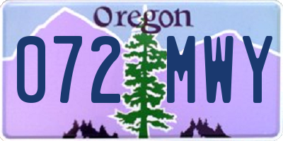 OR license plate 072MWY