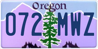 OR license plate 072MWZ