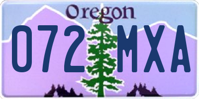 OR license plate 072MXA
