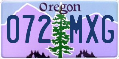 OR license plate 072MXG