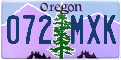OR license plate 072MXK