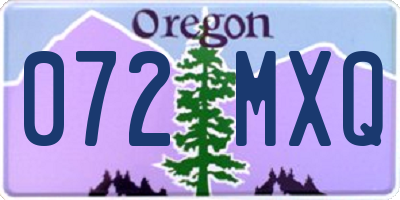 OR license plate 072MXQ