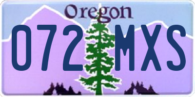 OR license plate 072MXS
