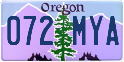 OR license plate 072MYA