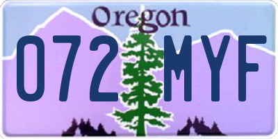 OR license plate 072MYF