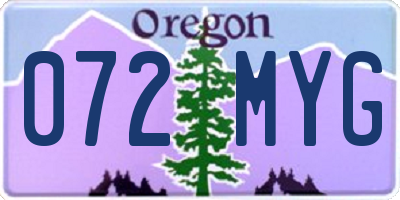 OR license plate 072MYG