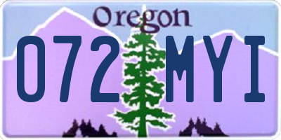OR license plate 072MYI