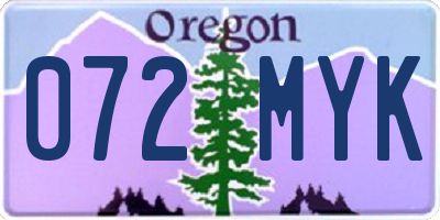 OR license plate 072MYK