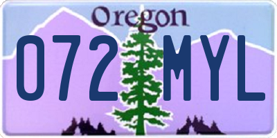 OR license plate 072MYL